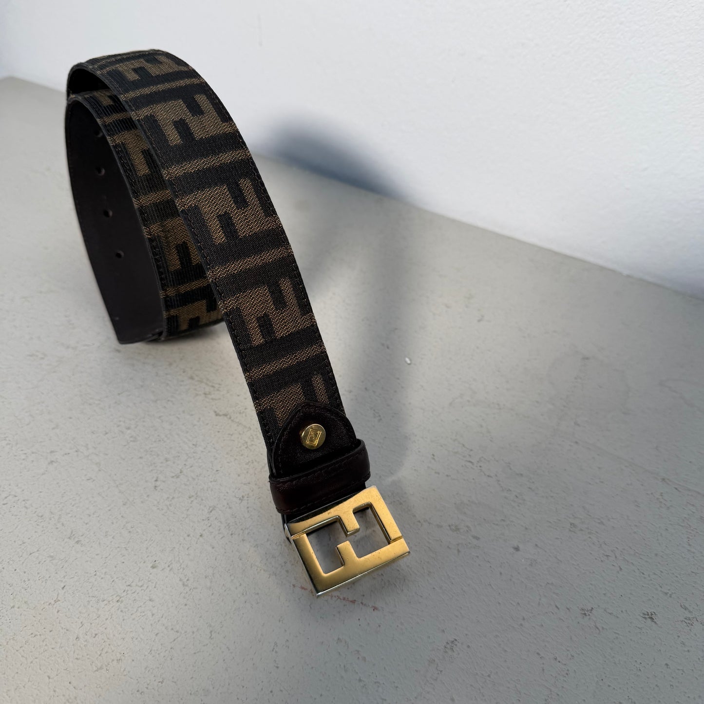 Fendi 90s Monogram Zucca Belt Gulden Buckle brown (80cm)