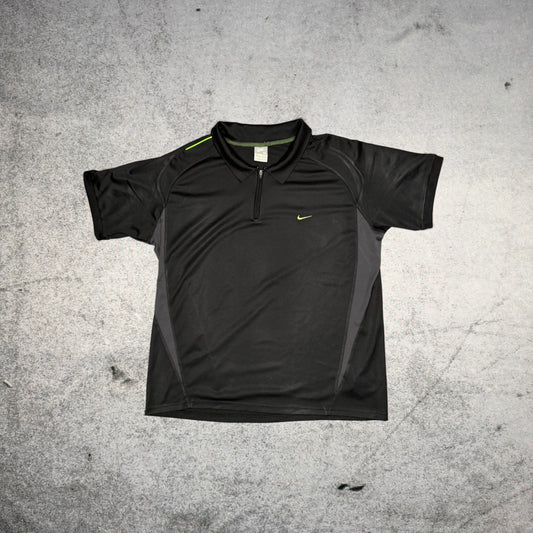 Nike 00s SHOX Zip Up Sport Polo Shirt black neon green (XL)