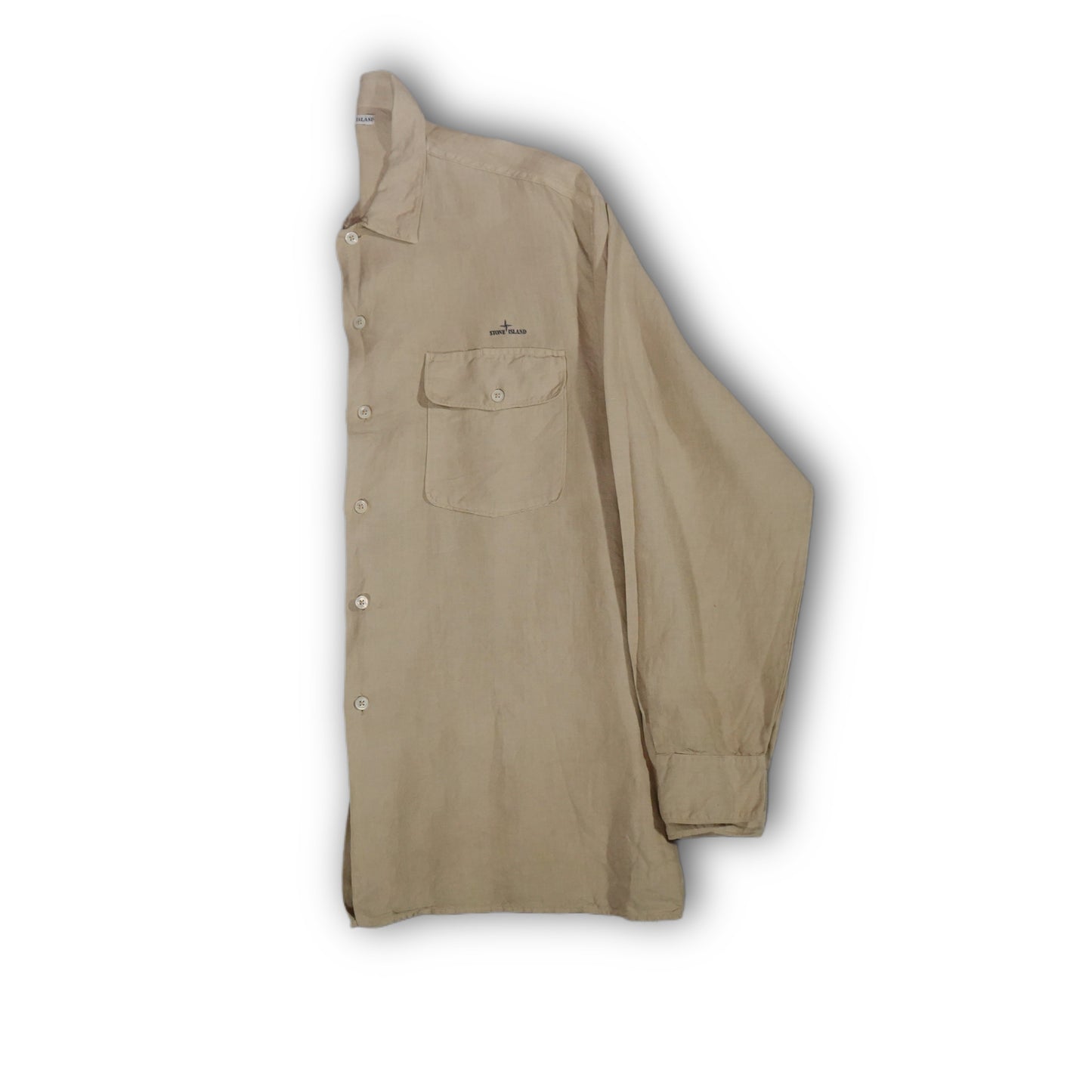 Stone Island 80s Rare Linen Shirt Vintage Beige (L)