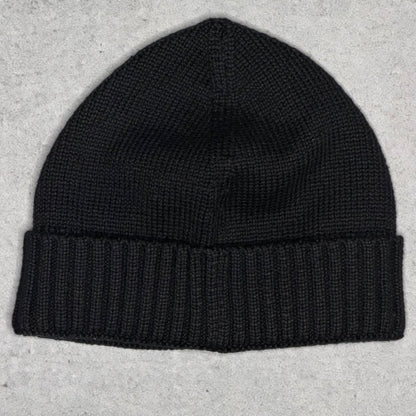 Stone Island Ribbed Knit Beanie Hat Compass Patch black