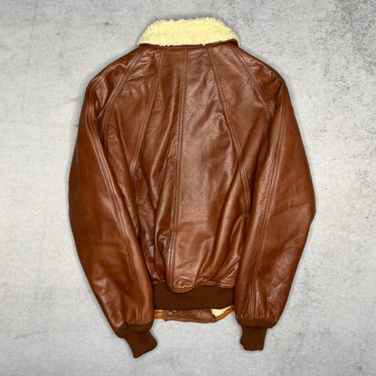 Spitfire Vintage Sherling Aviator Leather Bomber jacket brown (M)