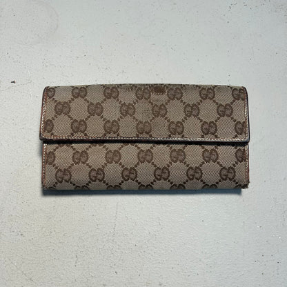Gucci 00s Monogram Canvas GG Wallet Long Abbey + D-Ring