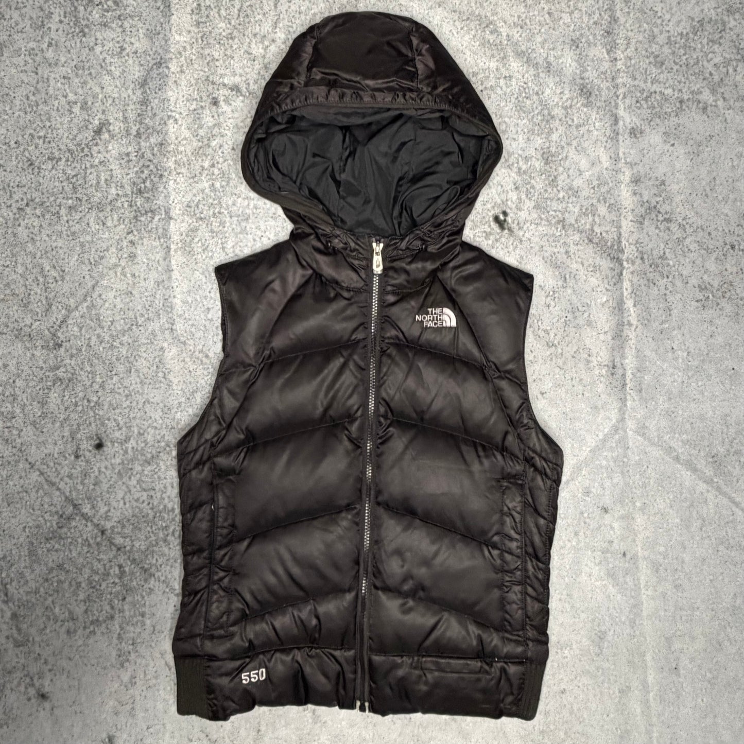 The North Face Nuptse 550 Womens Hooded Puffer Gilet Weste black (S)