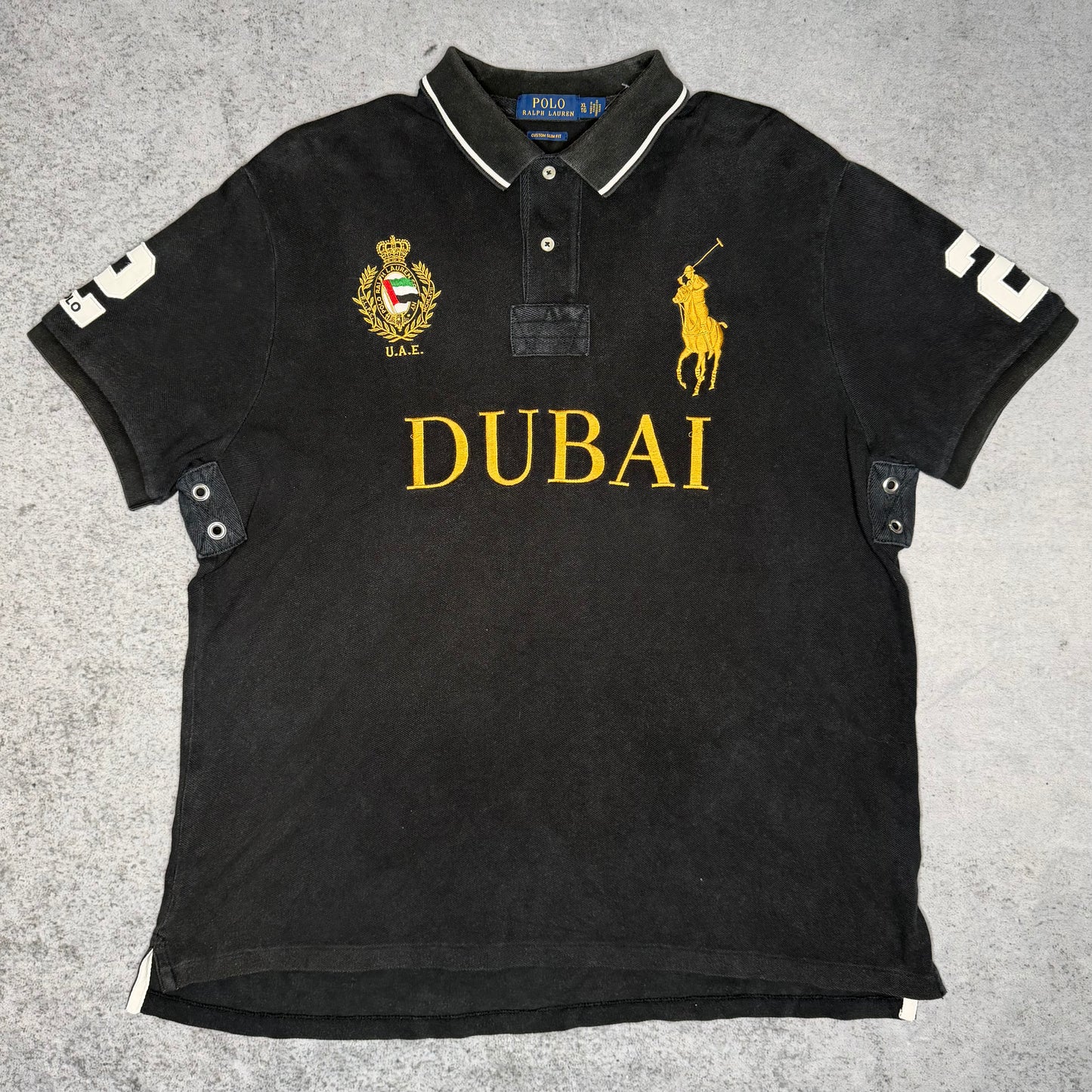 Polo Ralph Lauren Big Pony Polo Shirt black gold "DUBAI" (XL)