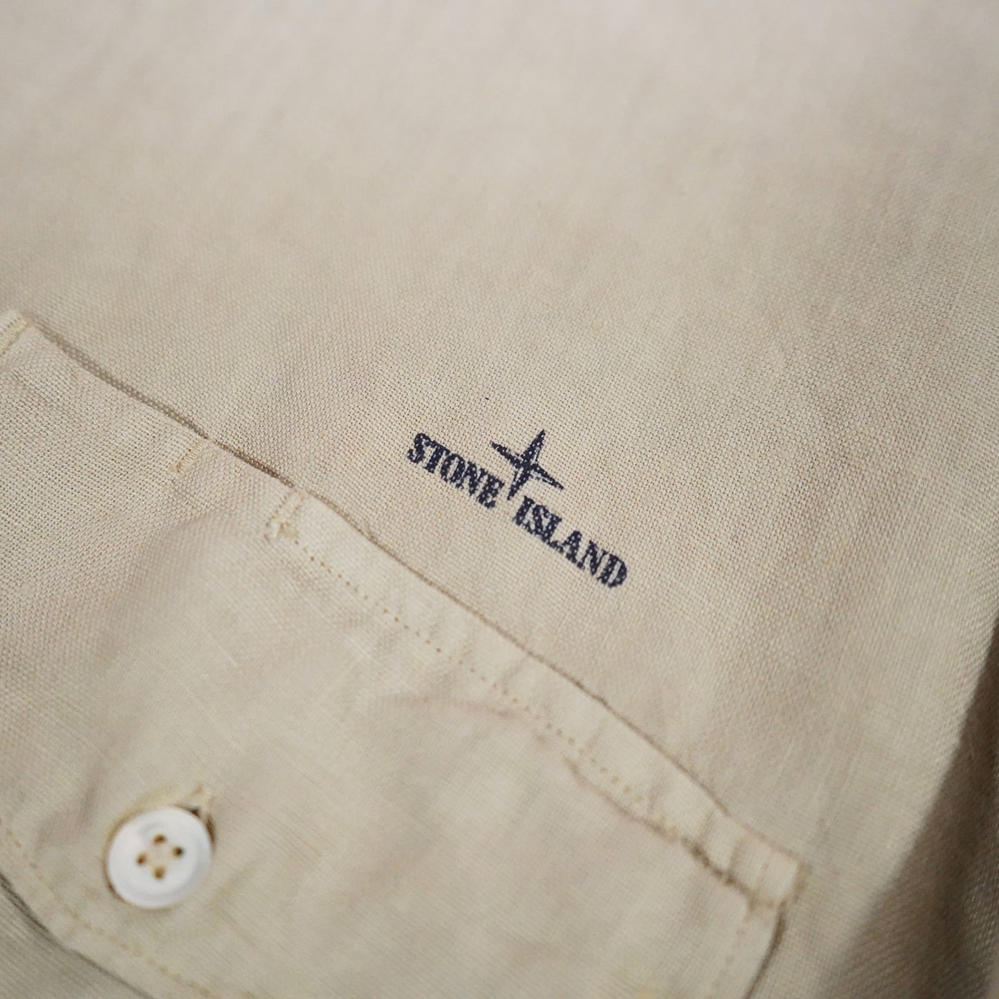 Stone Island 80s Rare Linen Shirt Vintage Beige (L)