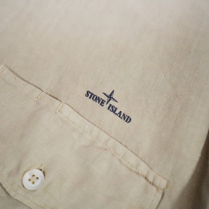 Stone Island 80s Rare Linen Shirt Vintage Beige (L)