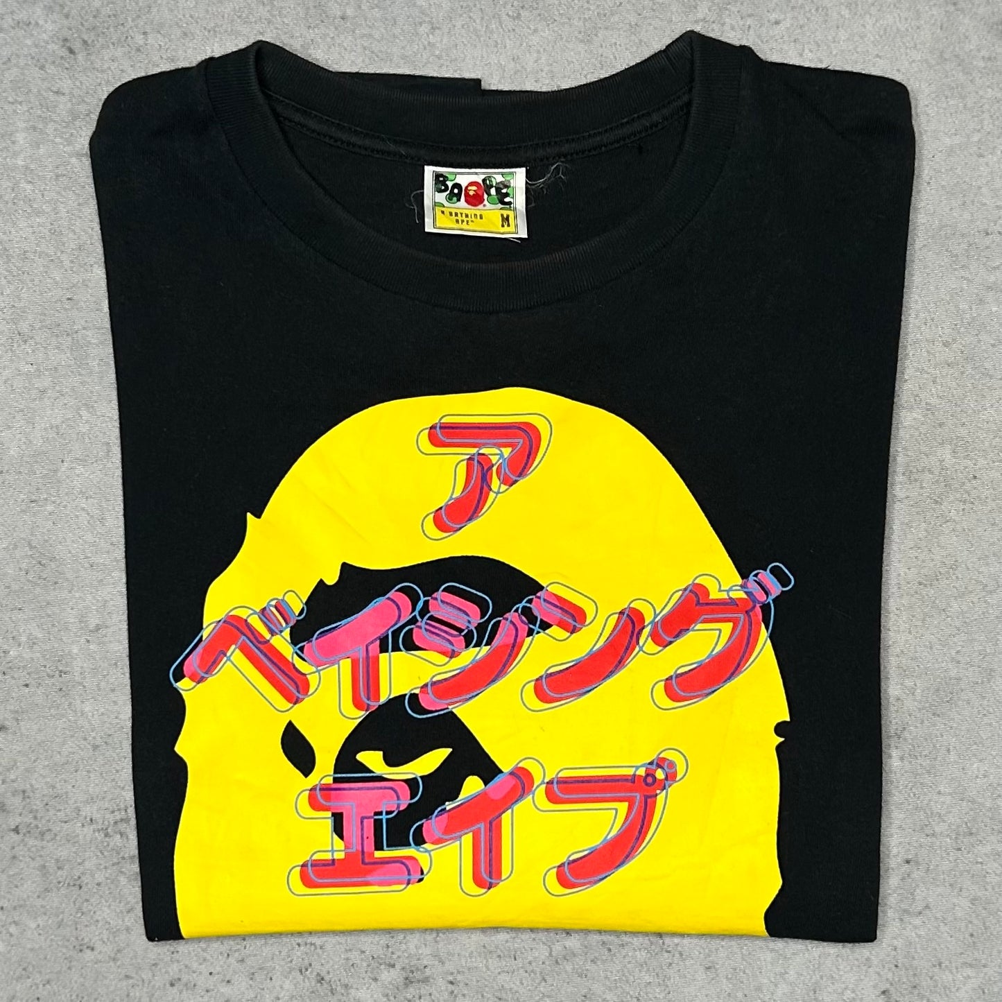A Bathing Ape BAPE SS19 Katakana Ape Head Tee Shirt Black (M)