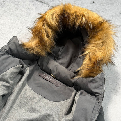 True Religion Hooded Puffer Down Jacket Faux Fur (Womens XL / Fits Mens S)