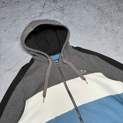 Lacoste 00s Zip Hoodie Color Block grey white blue (M)