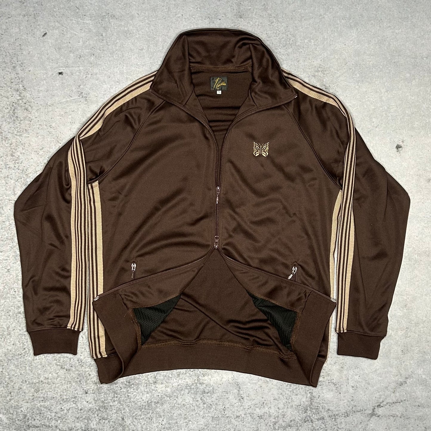 Needles Japan Designer Track Jacket brown beige (XL)