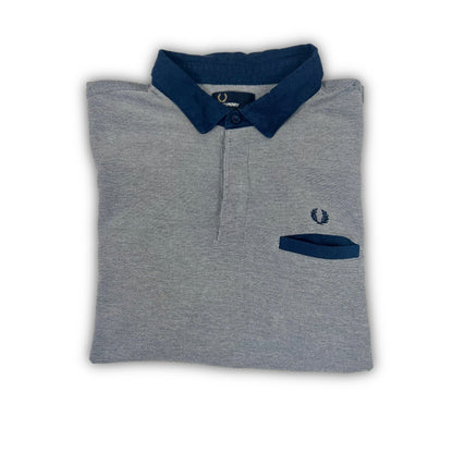 Fred Perry Vintage Poloshirt grey with navy collar (XL)
