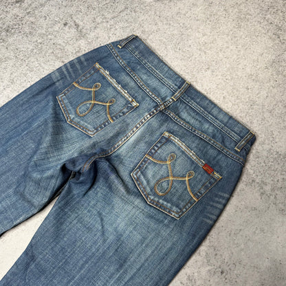 Oasis Y2K Distressed Low Rise Bootcut Denim (30/32)