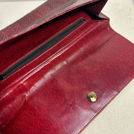 Vintage 80s Handmade Phython Snake Leather Clutch