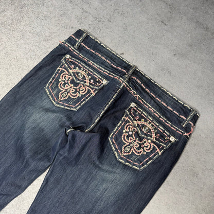 Monicas Jeans Y2K Low Waist Jeans Contrast Stitch (Womens XL)
