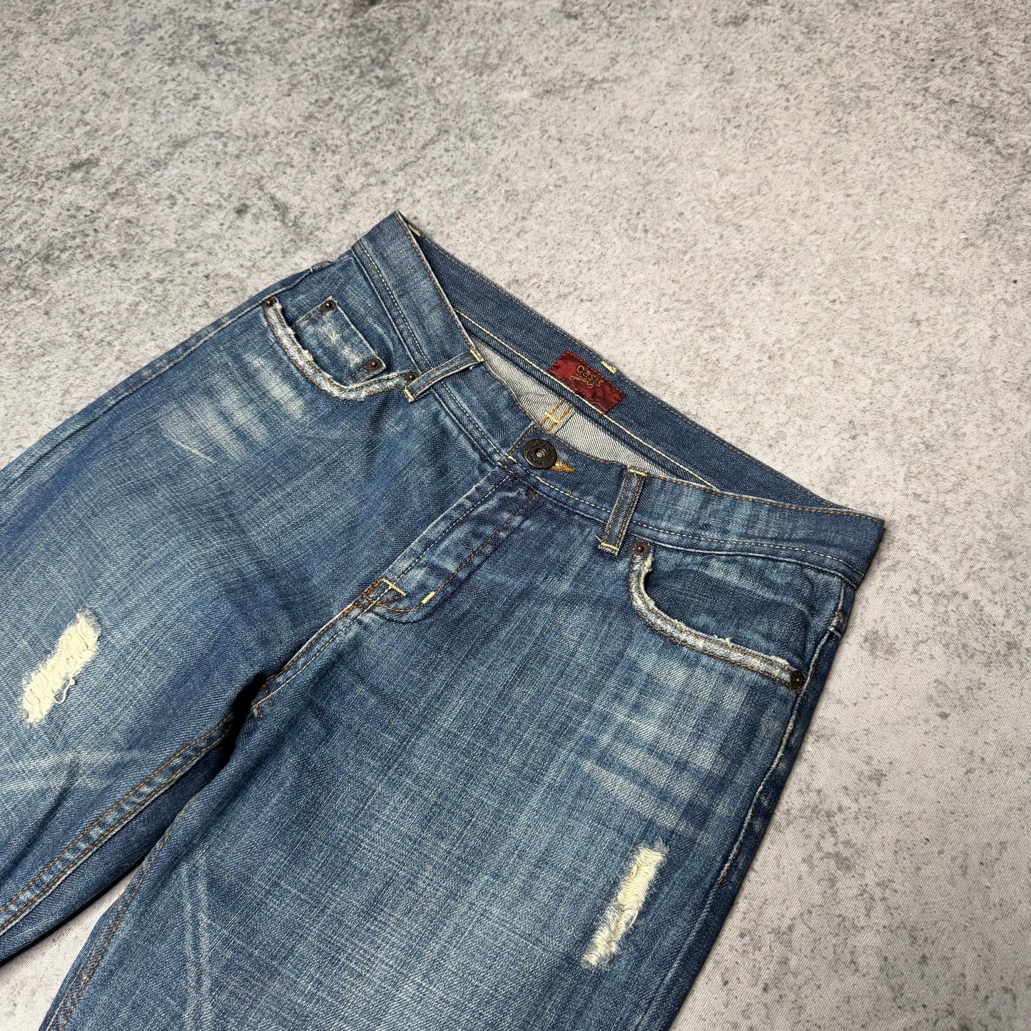 Oasis Y2K Distressed Low Rise Bootcut Denim (30/32)