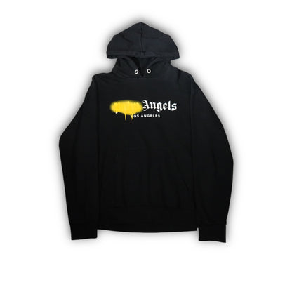 Palm Angels Spray Logo Hoodie - Black Yellow (M)