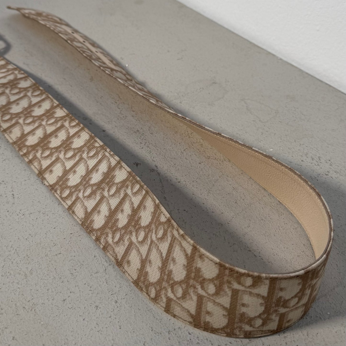 Christian Dior 00s John Galliano Era Monogram Canvas Belt beige white (90)