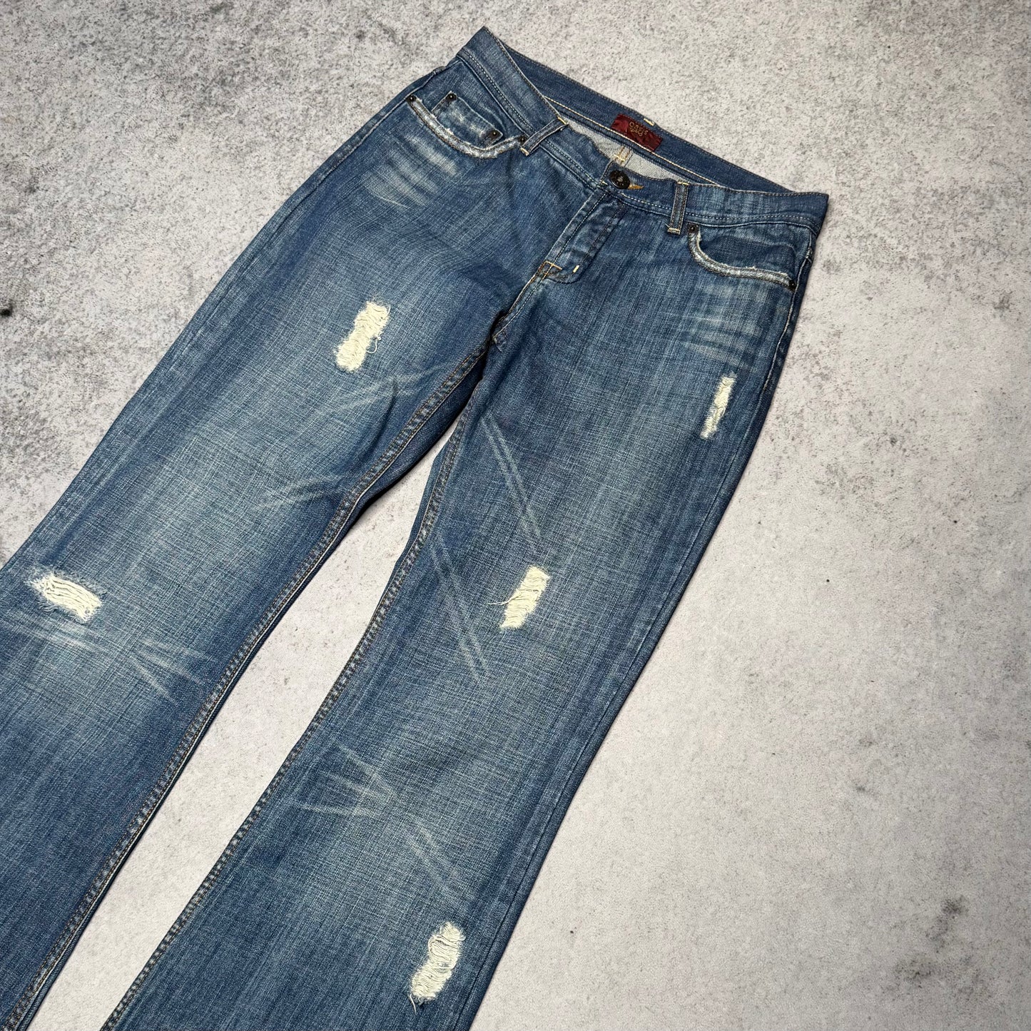 Oasis Y2K Distressed Low Rise Bootcut Denim (30/32)