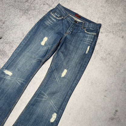 Oasis Y2K Distressed Low Rise Bootcut Denim (30/32)