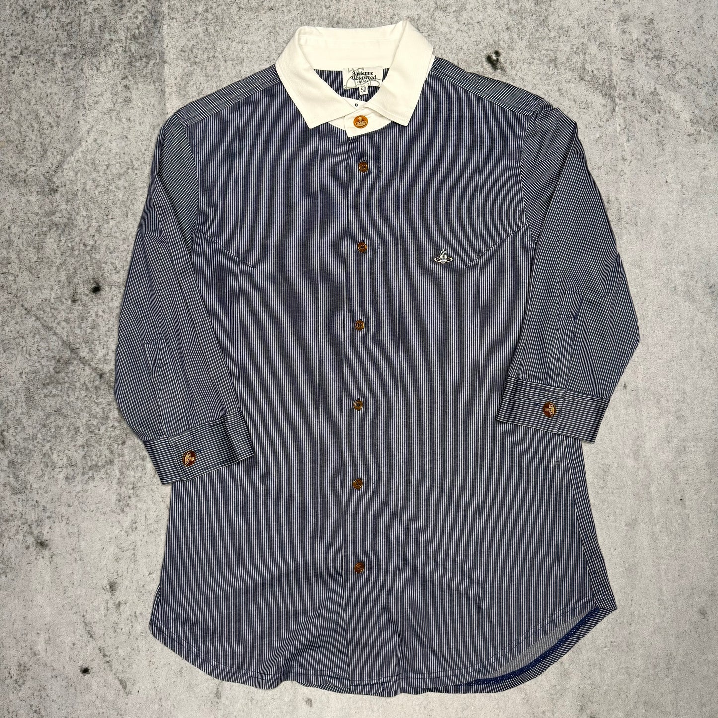 Vivienne Westwood Vintage Longsleeve Polo Shirt blue white (50 fits S)