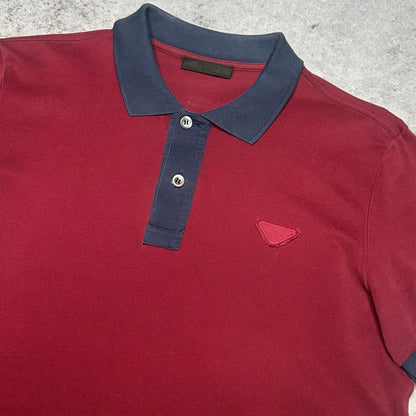 Prada Milano 2013 Luxury Polo Shirt bordeaux Triangle Logo (S)
