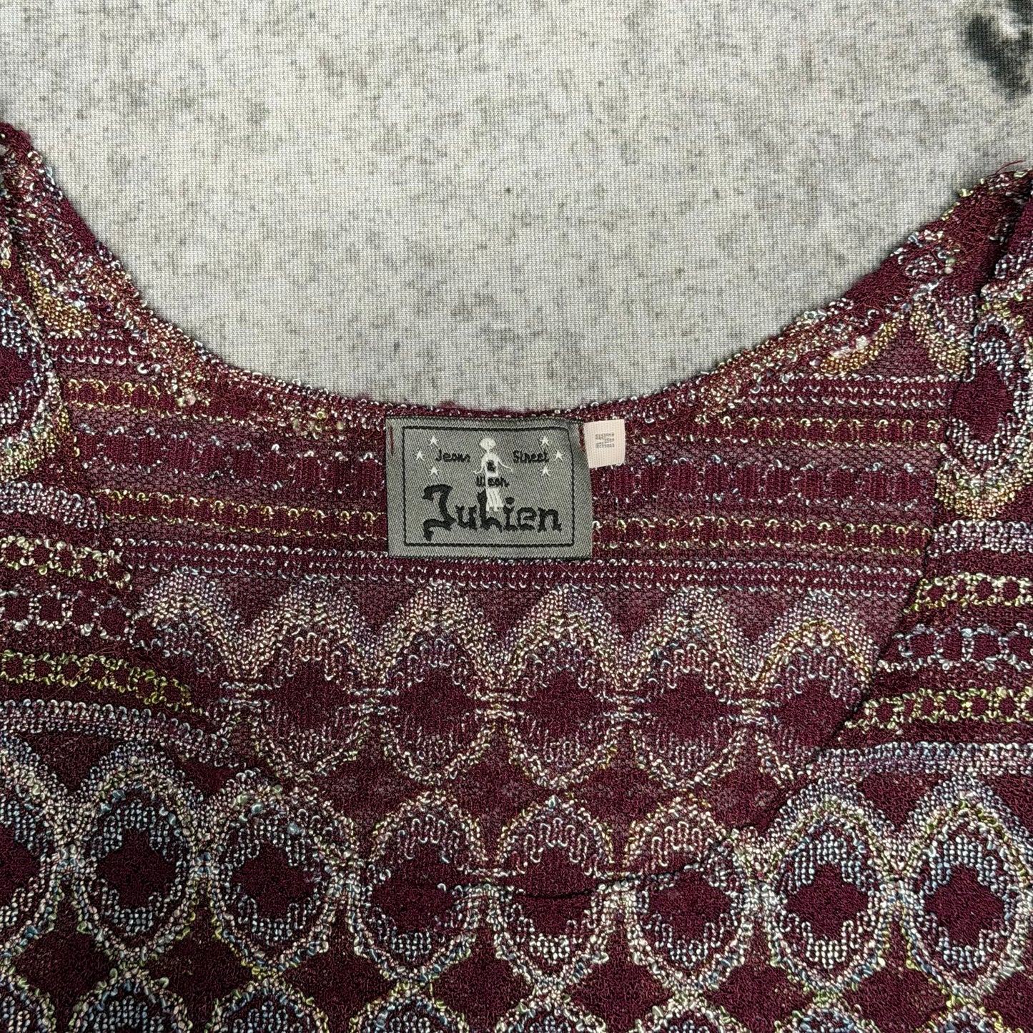 Vintage Tapestry Jacquard Tank Top Boho Brocade Red Gold (M)