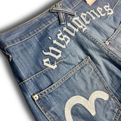 Evisu Genes Jeans Vintage Spell out Back Embroidery