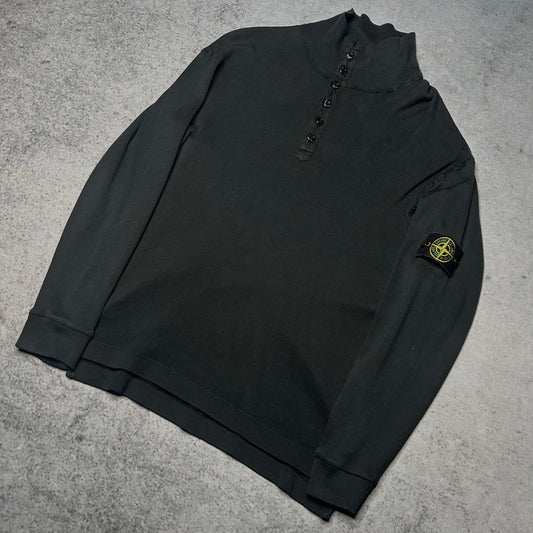 Stone Island 00s Button Up Troyer Sweater black Soft Cotton (M)