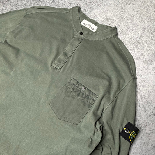 Stone Island Longsleeve Henley Shirt with Buttons green (XXL)