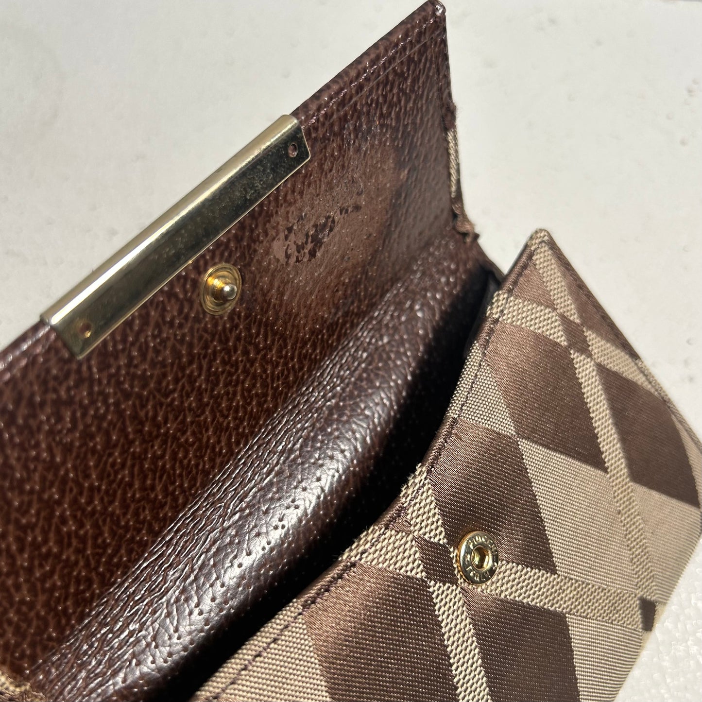 Givenchy 90s Bi-Fold Wallet Canvas Leather Mix brown gold