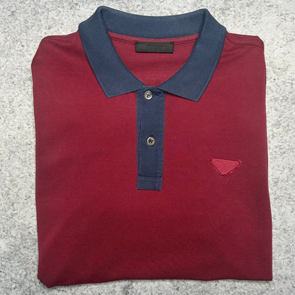 Prada Milano 2013 Luxury Polo Shirt bordeaux Triangle Logo (S)