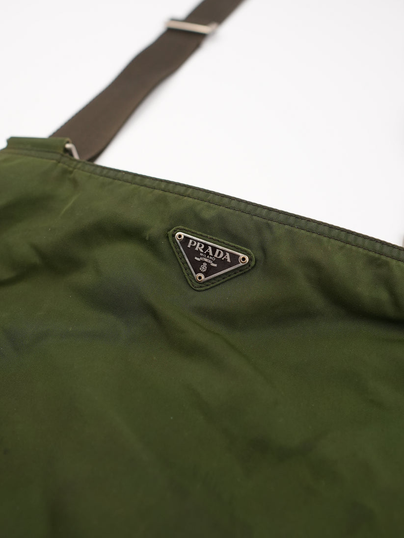 Prada Vintage Nylon Messenger Bag olive