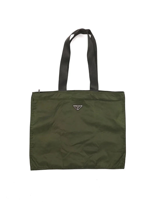 Prada Vintage Tessuto Nylon Shopper Bag olive