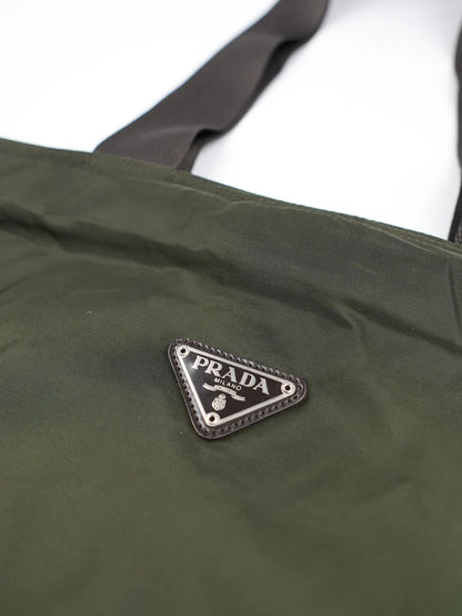 Prada Vintage Tessuto Nylon Shopper Bag olive