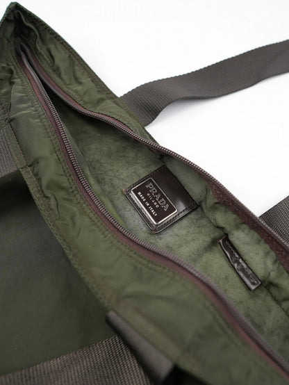 Prada Vintage Tessuto Nylon Shopper Bag olive