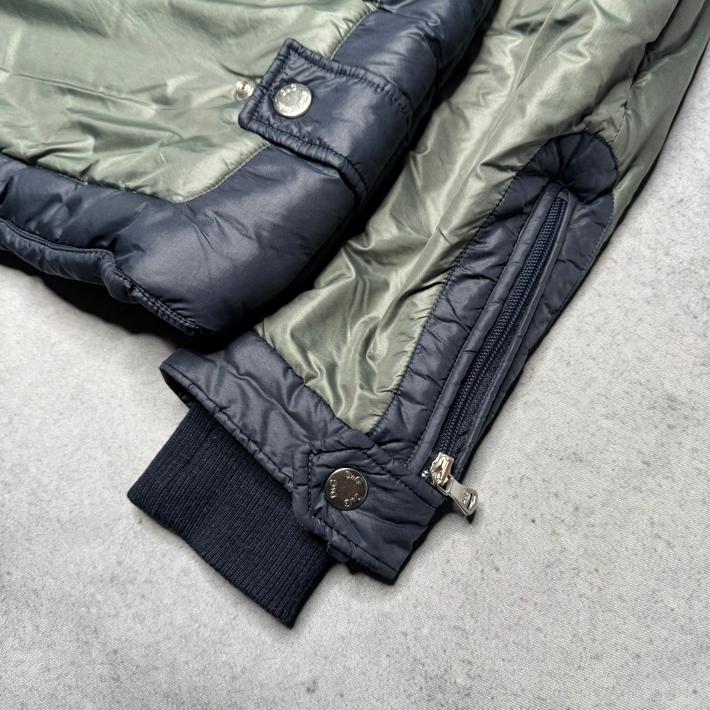 Dolce & Gabbana Archive Hooded Ski Puffer Jacket grey blue (S)