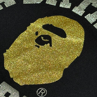 BAPE College Glitter Logo Tee Shirt gold/silver (M)