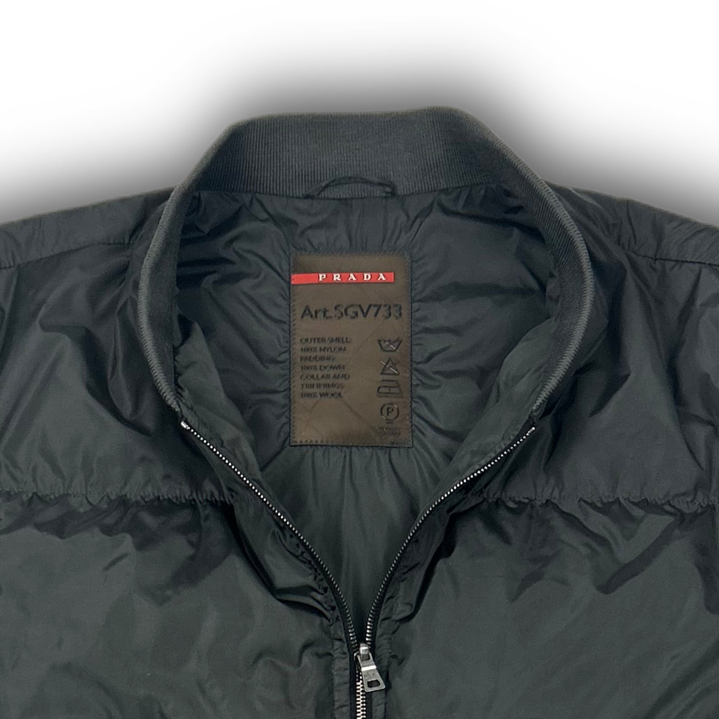 Prada Linea Rossa Sport Puffer Bomber Jacket olive