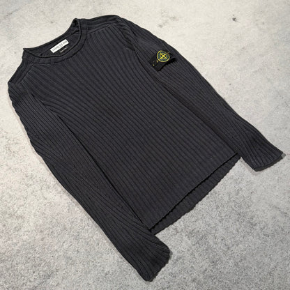 Stone Island 00s Archive Ribbed Crewneck Knit Sweater black (L fits M)