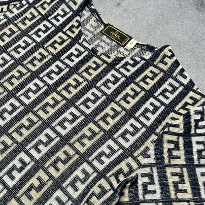 Fendi Vintage 90s Womens Zucca Monogram Baby Tee (S)