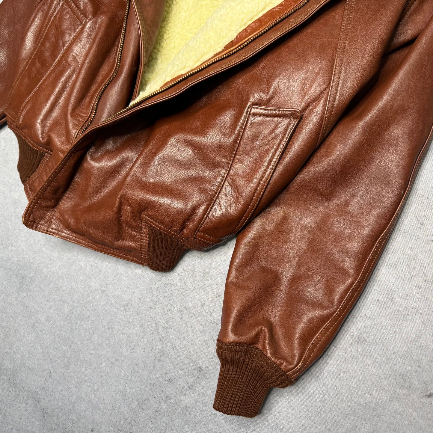 Spitfire Vintage Sherling Aviator Leather Bomber jacket brown (M)