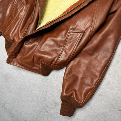 Spitfire Vintage Sherling Aviator Leather Bomber jacket brown (M)