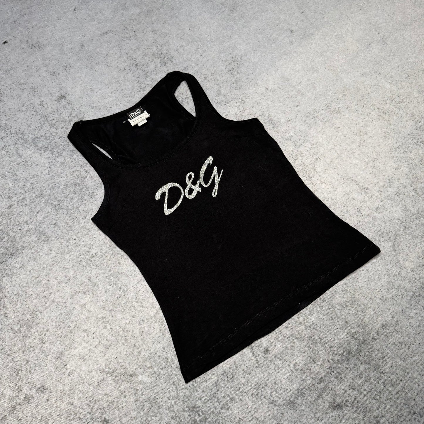 Dolce & Gabbana Y2K Logo Tank Top black silver (fits womens M)