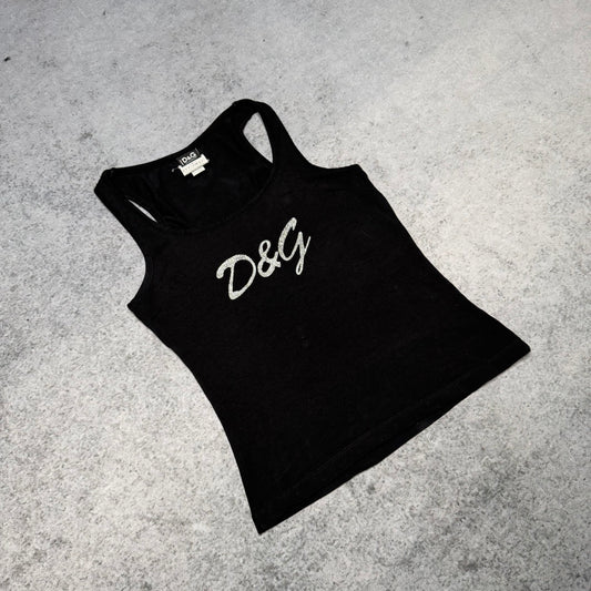 Dolce & Gabbana Y2K Logo Tank Top black silver (fits womens M)