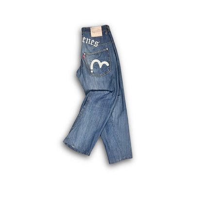 Evisu Genes Jeans Vintage Spell out Back Embroidery
