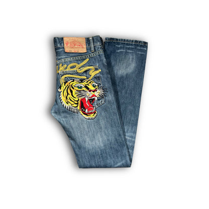 Ed Hardy 2000s Spellout Tiger Backprint Jeans (30)