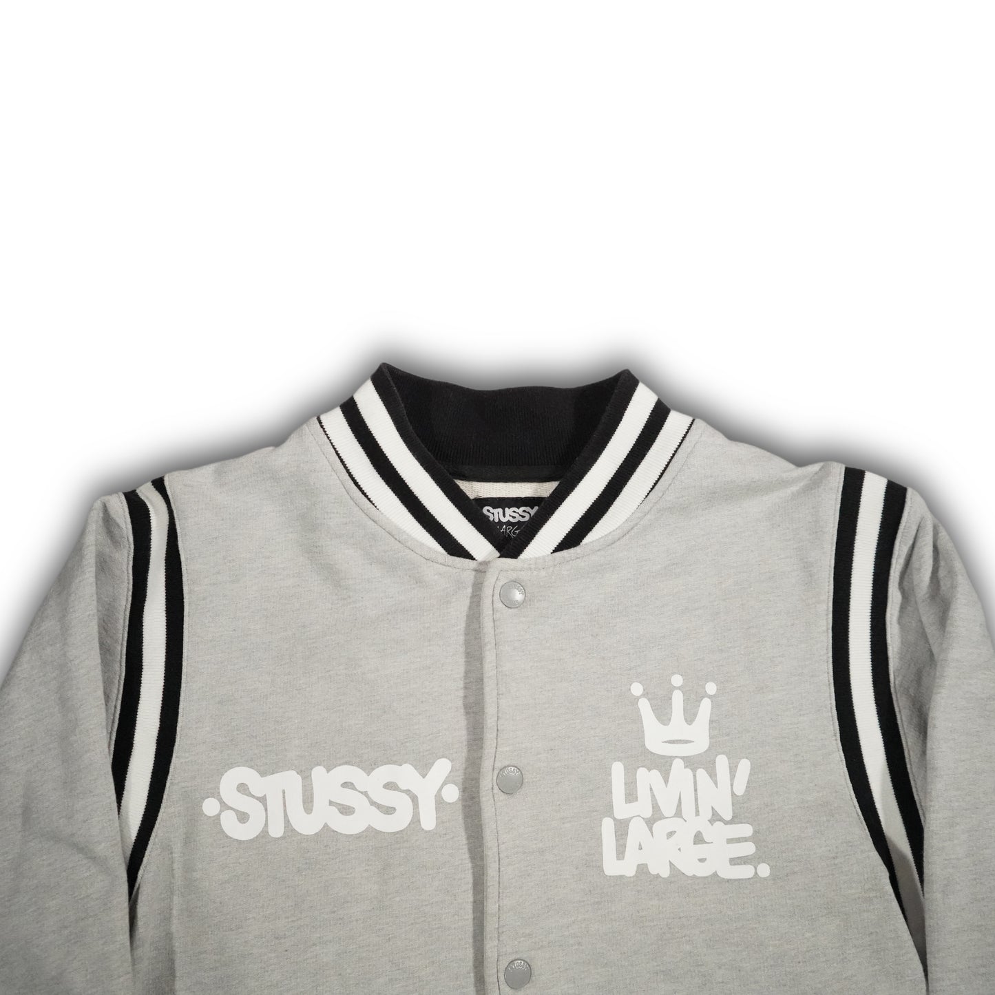 Stüssy College Varsity Sweat Jacket "Eric Haze Livin Large" - Grey (L)