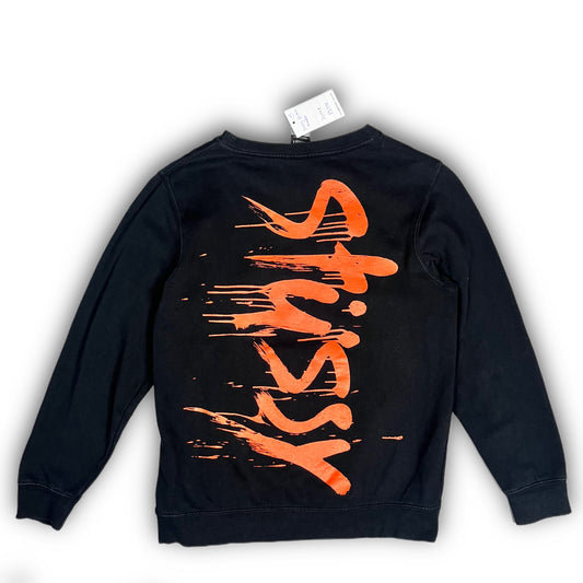 Stüssy 1980 Sweater Front and Backprint black orange 