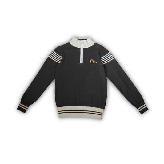 Evisu Knit Quarter Zip Sweater 90s - Black (S)