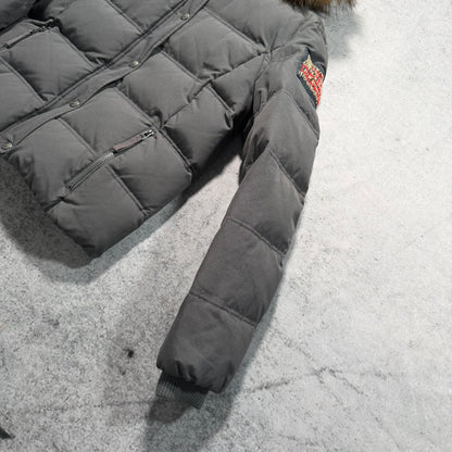 True Religion Hooded Puffer Down Jacket Faux Fur (Womens XL / Fits Mens S)